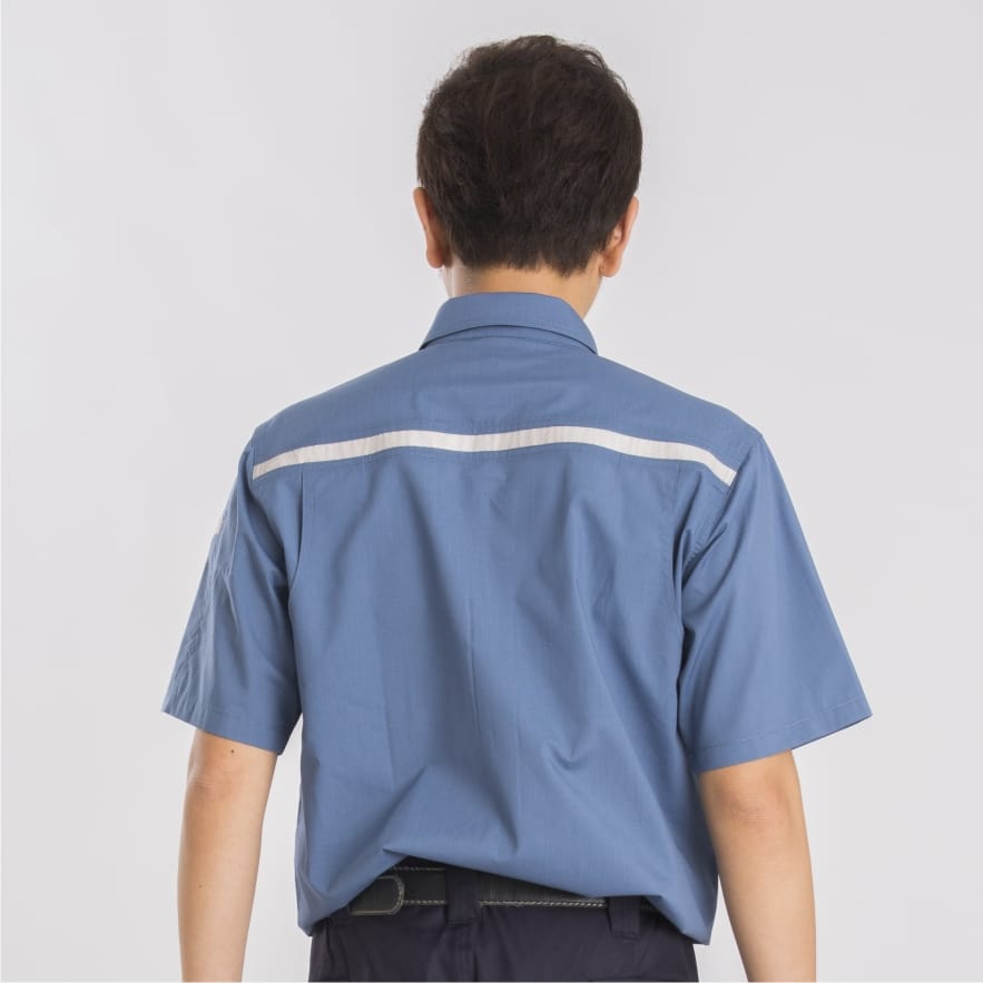 日式反光短袖工作襯衫