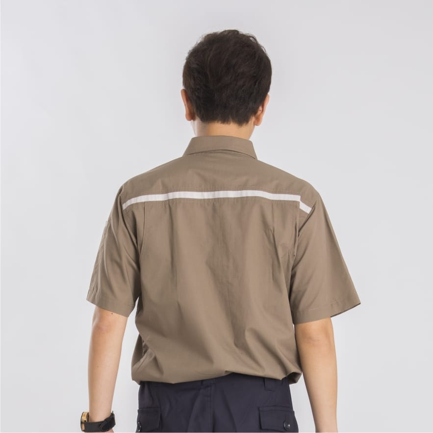 日式反光短袖工作襯衫
